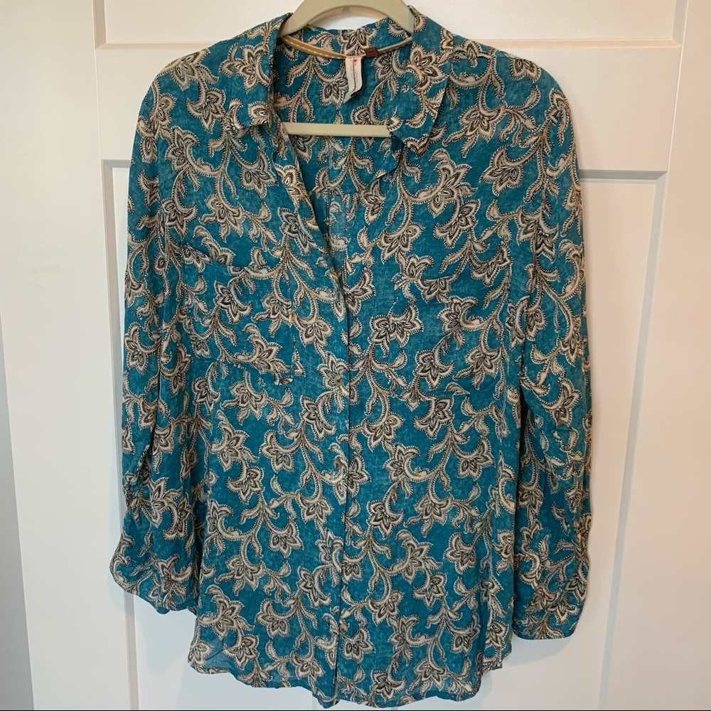 NWOT Pilcro and the Letterpress Long Sleeve Button Down Too Size LP